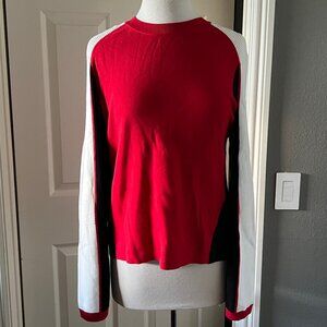 NWT BANANA REPUBLIC Lenzing Ecovero Splash Sweater XL Red/White/Black Apres Ski
